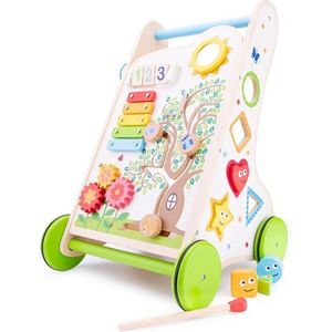 New Classic Toys - Houten Activiteiten Duwwagen - Multifunctionele Loopwagen voor Kinderen - Leren Lopen