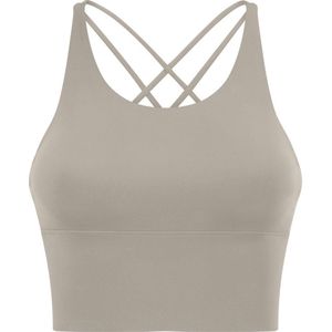 PureSquare - crop top - sportbh – Sporttop - Grijs/Bruin - maat S - vaste bh cups - fitness - sport – yoga