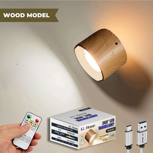 KL Home® LED Wandlamp Oplaadbaar - Wandlamp Binnen - USB Oplaadbaar - Draadloos - Dimbaar – Batterij - Slaapkamer - Woonkamer - Nachtlampje - 360° rotatie - Zonder Boren - Afstandsbediening - Zonder Boren - Touch Control - Trapverlichting - Zwart