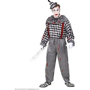 Widmann - Monster & Griezel Kostuum - Bloedgrappige Scary Clown - Man - Zwart / Wit - Small - Halloween - Verkleedkleding