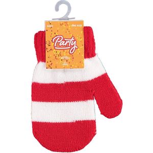 Apollo - Feest baby handschoenenen - Rood-wit - one size - Baby feestkleding - Feestartikelen - Oeteldonk - Carnaval - Party