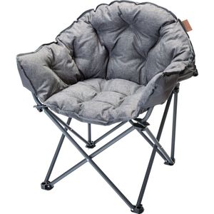 Skandika Moonchair Premium XL Gevoerde Campingstoel – Campingstoelen – Vouwstoel - Kampeerstoel - Grote, comfortabele, campingstoel opvouwbaar, ronde campingstoel, maanstoel voor tuin of camping - Rugleuning - Max. 150 kg, incl. draagtas – grijs