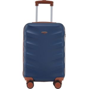 Merax Luxe Koffer met 4 Draaibare Wielen - Rolkoffer met TSA-slot - Luxe Handbagage 36x23x56 cm - Koningsblauw met Bruin