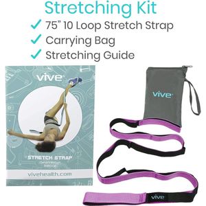 Stretch Strap - Leg Stretch Band om de flexibiliteit te verbeteren - Uitrekken Yoga riem - Oefening en fysiotherapie riem voor revalidatie, pilates, dans en gymnastiek met workout gids boek