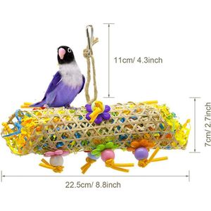 7 stuks vogelkauwspeelgoed, 3 stuks vogelkooi speelgoed schommel kauwen hangende papegaaizitstokken, 2 stuks bel en 2 stuks voetvangbal voor kleine papegaaien, ara's, parkieten, Conures, [Energieklasse A]