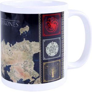 Witte mok met handvat met een mooi GoT thema - Game of Thrones-kaart