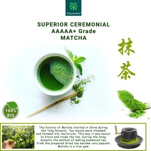 TMomentes® SUPERIOR CEREMONIAL PREMIUM MATCHA thee - Allerhoogste kwaliteit matcha - Zijde zacht schuim - Prachtige vol zoete smaak - matcha poeder - matcha thee - 100% organisch gecertificeerd - 30 gram - AAAAA+ Gradering