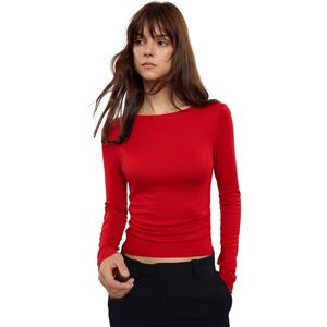 Trendyol Ecru Viscose/Zachte Stof Getailleerde Plooi/Draperie Detail Boothals Flexibele Gebreide Blouse Tweeaw25Bz00225