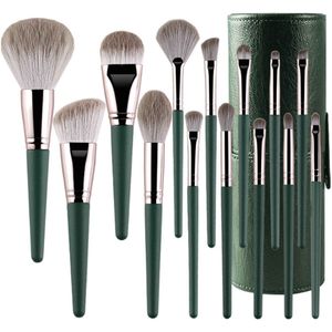 NAXSIR Professionele Make - up Kwastenset: 14 - Delige Hoogkwaliteit Set met Kwastenemmer! Met Foundation Kwasten, Premium Poederkwasten, Oogschaduw & Blush Kwasten - Perfect voor Elke Make - up Look, Van Professionele Tot Thuis Gebruik