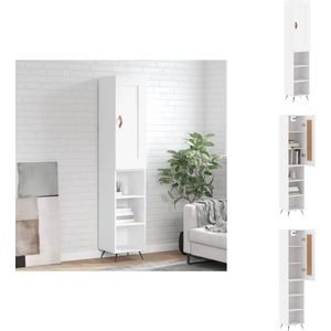 vidaXL Hoge Kast - Hoge Kasten - Dressoir - Buffetkast - Hoge kast 34,5x34x180 cm bewerkt hout wit