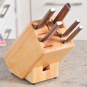 Kesper Messenblok - universeel - bamboe hout - 12 x 12 x 26 cm - messenhouder