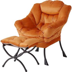 Lazy Chair Moderne Lounge Stoel met Armleuningen en Zijklep, Gestoffeerde Leunstoel Set voor Vrije Tijd, Leesstoel met Voetensteun voor Kleine Ruimtes, Hoekstoel voor Woonkamer en Slaapkamer