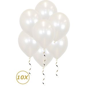 Witte Helium Ballonnen Verjaardag Versiering Feest Versiering Ballon Metallic Wit Luxe Bruiloft Decoratie - 10 Stuks