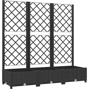 VidaXL Plantenbak met Latwerk 120x40x121,5 cm - Polypropeen Zwart