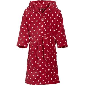 Playshoes - Fleece badjas met capuchon - Stippen rood - maat 134-140cm
