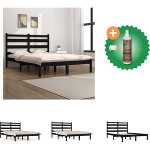 vidaXL Bedframe massief grenenhout zwart 180x200 cm 6FT Super King - Bed - Inclusief Houtreiniger en verfrisser