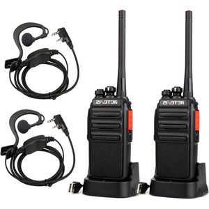 Walkie Talkie Portofoon RT24 PMR446 Vergunningsvrije 16 Kanalen-Headset VOX USB Oplaadbaar-Zwart
