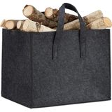 Relaxdays houtmand vilt - opbergmand - krantenbak - viltmand - 34,5 x 43 x 35,5 cm