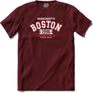 Boston 1996| Boston - Vintage - Retro - T-Shirt - Unisex - Burgundy - Maat S