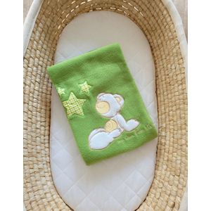 Polar fleece deken voor baby's - Carlo- Teddybeer met Sterren groen