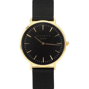 Navarra Gold / Black Mesh 2.0 Horloge | Goudkleurig & Zwart | Mesh band | Luxe Giftset/Cadeauset
