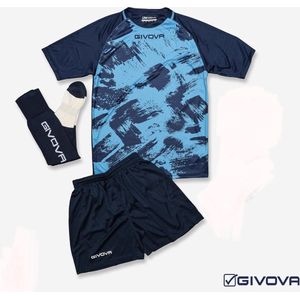Voetbaltenue/Sporttenue/Sportset,compleet met sokken, Navy blauw/Turquoise blauw, maat S