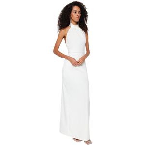 Trendyol Ecru Gevoerde Geweven Bruiloft/Bruiloft Lange Avondjurk Tprss23Ae00013