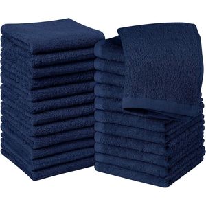 Verpakking van 24 flanellen, 30 x 30 cm met ophanglussen, absorberende washandjes voor het afvegen en reinigen van het gezicht Gemaakt van 100% katoen (marineblauw)
