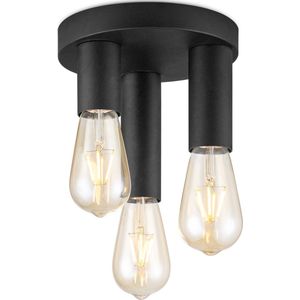 Home Sweet Home - Moderne LED Plafondlamp Marna - Zwart - 19/19/16.5cm - Rond - geschikt voor E27 fitting - 3 lichts Plafondlamp gemaakt van metaal