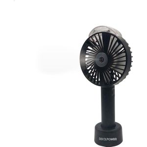 RealPower Mobile Fan Spray accu-handventilator met waterkoeling, draagbare elektrische mini-ventilator met USB-ventilator, stil, werkt op batterijen, 1200 mAh, oplaadbare batterij, zwart
