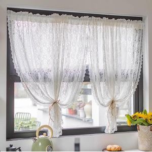 Boraboi ® Charmant Jacquard Vitrage Gordijn met Bloemenpatroon voor een Landelijke Sfeer in Huis