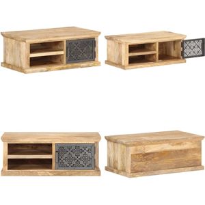 vidaXL Salontafel met deur 90x50x35 cm massief mangohout - Salontafel - Salontafels - Banktafel - Banktafels