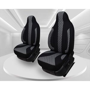 Autostoelhoezen voor de auto, compatibel met VW Up, bestuurder en passagiers vanaf 2011, set van 2, in zwart/grijs
