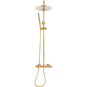 Buylin Doucheset - Regendouche - Douchekraan Set - Gouden Hoofddouche en Handdouche - Thermostatische Regendouche - Verstelbaar - 25cm Douchekop