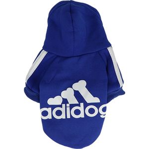 Adidog Hoodie - Hondentrui Maat XXXXL - Blauw - Hondenkleding - Gewicht Hond 10 tot 14 KG