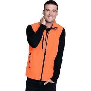 Softshell zomer vest/bodywamer oranje/zwart voor heren - Holland feest/outdoor kleding - Supporters/fan artikelen S (36/48)