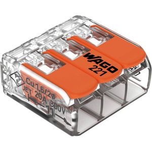 WAGO 3V verbindingsklem t/m 4mm²- 10 stuks - Lasdop - Oranje