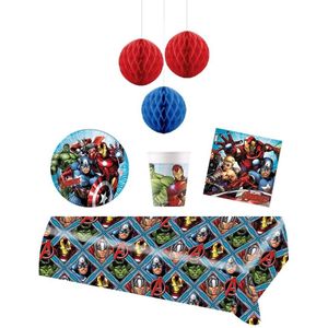Marvel - The Avengers - Feestpakket - Feestartikelen - Kinderfeest - 8 Personen - Bekers - Bordjes - Tafelkleed - Servetten - Versiering