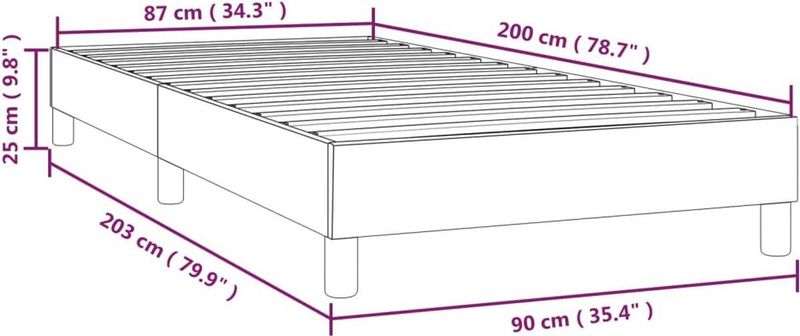 vidaXL - Bedframe - kunstleer - grijs - 90x200 - cm