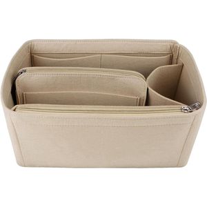 Tas organizer van vilt - Beige kleur - Grote maat - Met meerdere zakken