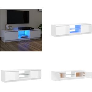 vidaXL Tv-meubel met LED-verlichting 140x40x35-5 cm hoogglans wit - Tv-kast - Tv-kasten - Televisiekast - Televisiekasten