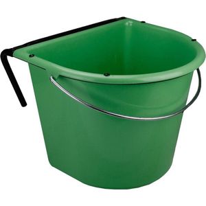 Vplast Voerbak 15 liter met ophang + hengsel - Voerbak paard - Voeremmer - Voerbak paarden ophangbaar - Groen