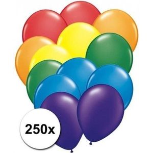 250x Regenboog kleuren ballonnen - Feestversiering - Regenboog decoratie