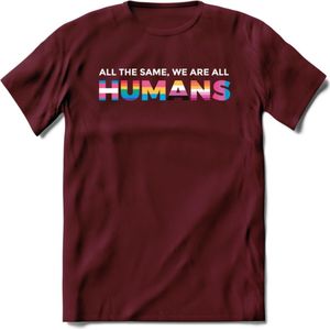 All The Same | Pride T-Shirt | Grappig LHBTIQ+ / LGBTQ / Gay / Homo / Lesbi Cadeau Shirt | Dames - Heren - Unisex | Tshirt Kleding Kado | - Burgundy - XXL