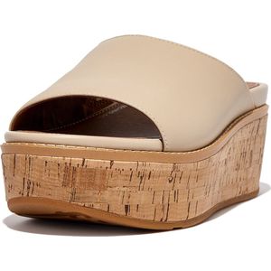 FitFlop Eloise Cork-Wrap Leather Wedge Slides BEIGE - Maat 38