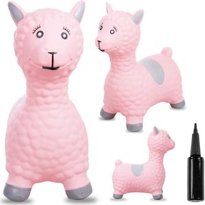 sun baby - Springdier met pomp vanaaf 1 jaar - Alpaca - roze - max 50kg, duurzaam rubber, gecertificeerd, bpa-vrij, springpaard, springhond