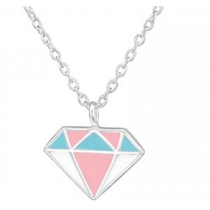 Zilveren kinderketting diamant - 39 cm - 925 sterling zilver