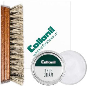 Collonil | Schoenpoets set 3-delig | Shoe cream | Poetsdoek | Borstel | Wit dekkend