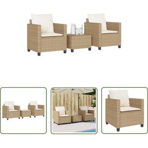 The Living Store Bistroset PE-rattan - 65 x 68 x 71 cm - Duurzaam materiaal