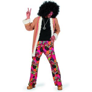 Wilbers & Wilbers - Hippie Kostuum - Hippie Lang Spliffy - Man - Roze, Bruin - Maat 54 - Carnavalskleding - Verkleedkleding